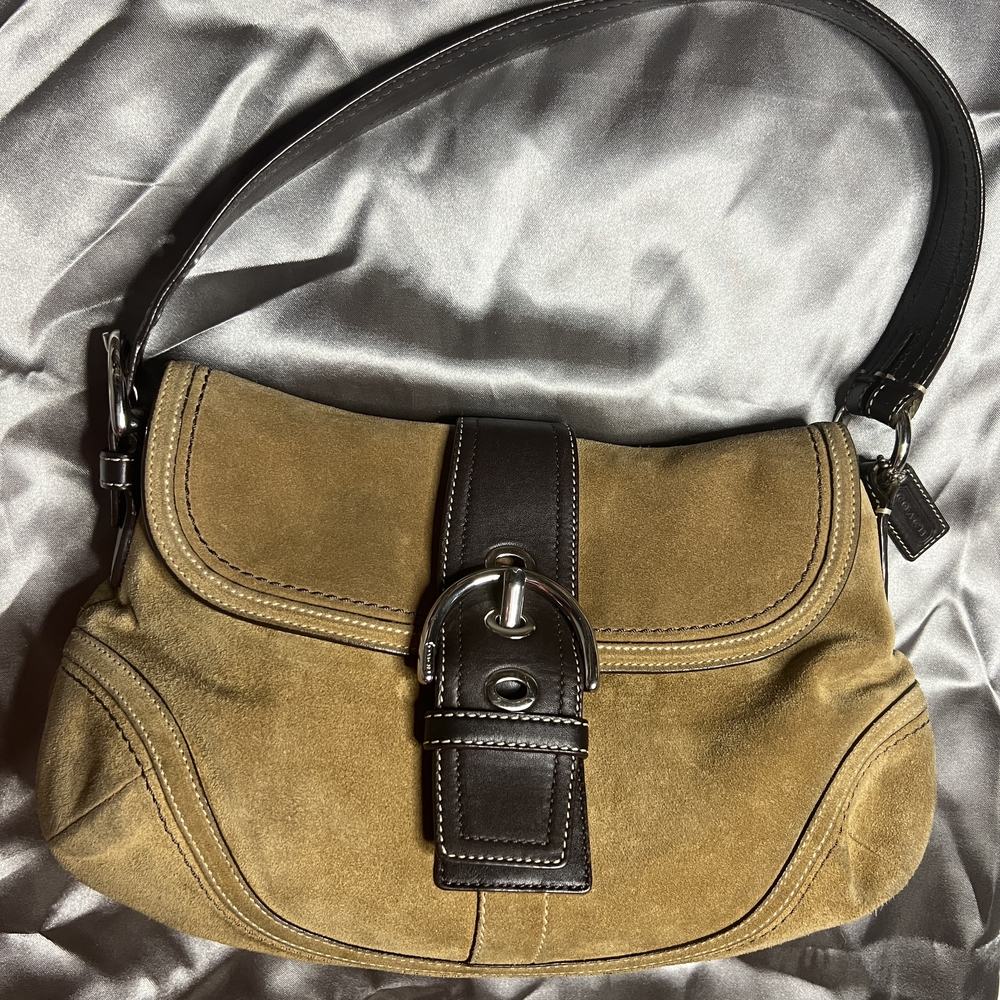 Coach Soho Tan and Brown Suede Shoulder Bag